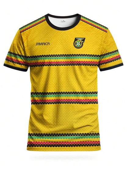 Jamaica Style Men's Soccer Jersey & Round Neck Soft Lightweight Sports Top & Match, Training, Casual, Gift & World Cup