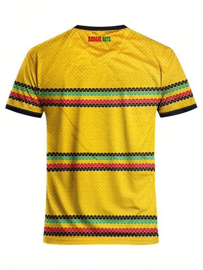 Jamaica Style Men's Soccer Jersey & Round Neck Soft Lightweight Sports Top & Match, Training, Casual, Gift & World Cup