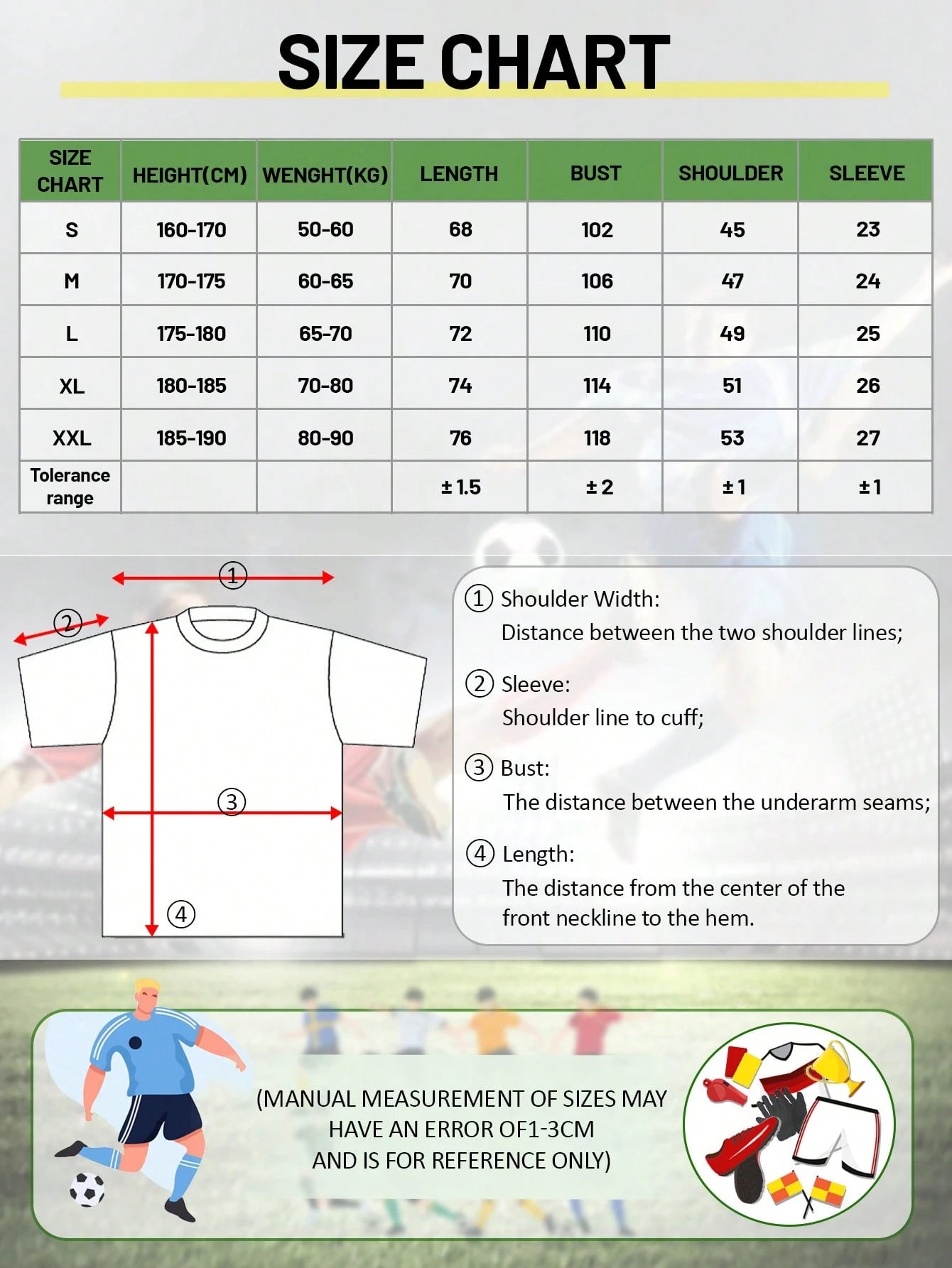 Jamaica Style Men's Soccer Jersey & Round Neck Soft Lightweight Sports Top & Match, Training, Casual, Gift & World Cup
