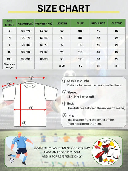Jamaica Style Men's Soccer Jersey & Round Neck Soft Lightweight Sports Top & Match, Training, Casual, Gift & World Cup