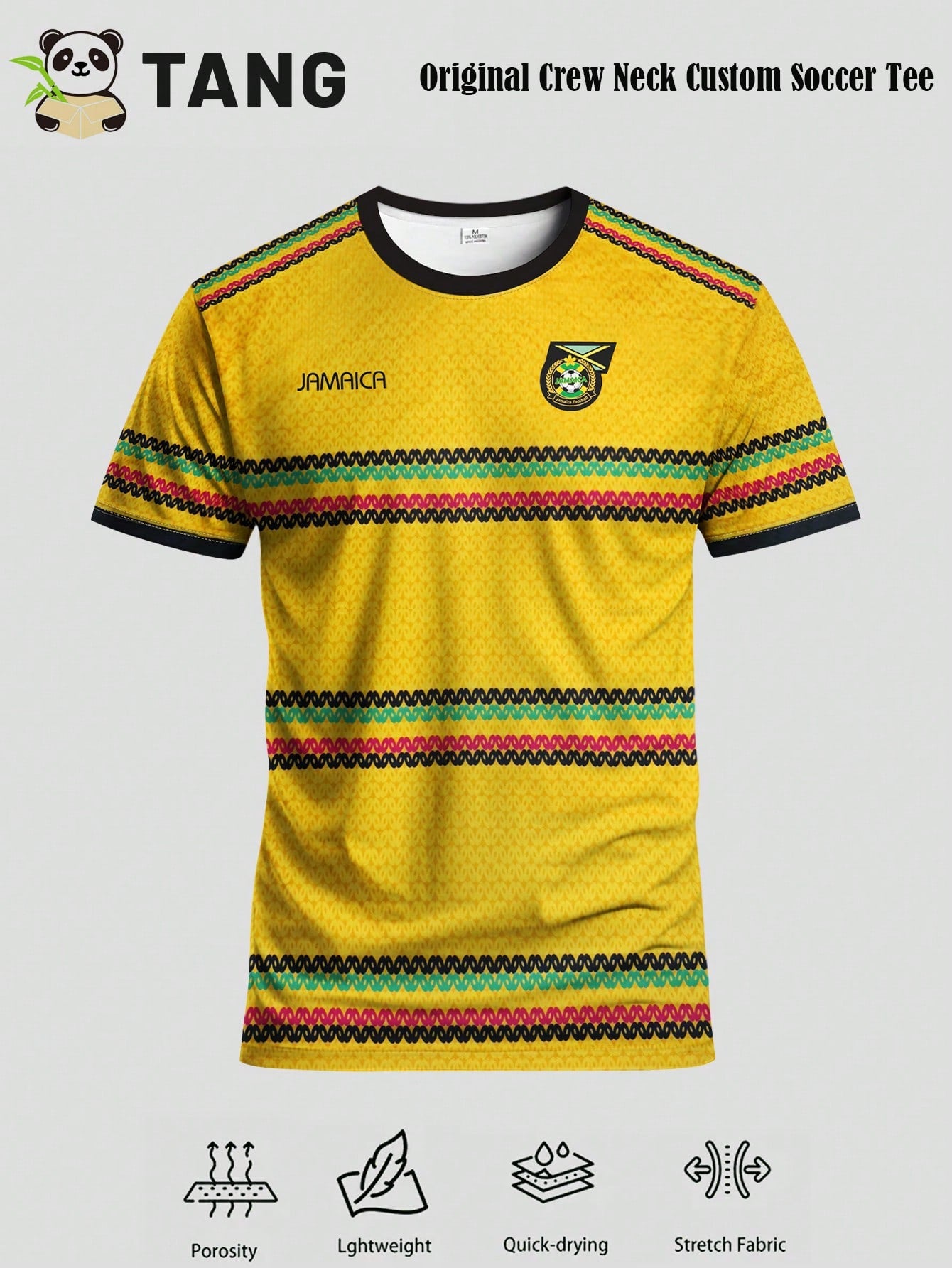 Jamaica Style Men's Soccer Jersey & Round Neck Soft Lightweight Sports Top & Match, Training, Casual, Gift & World Cup