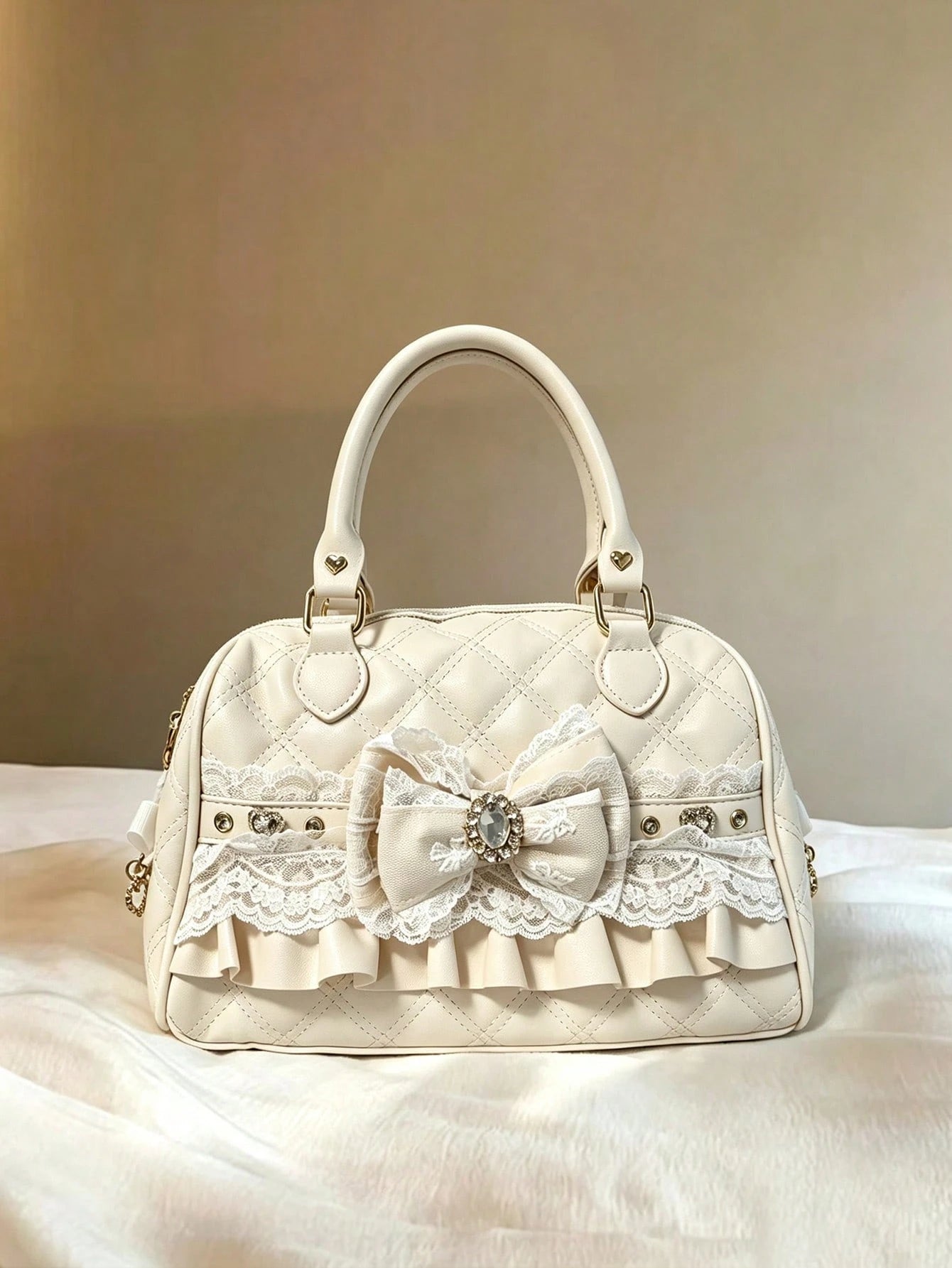 Japanese Niche Design Sweet Lolita Tote Bag, Cute Girl Elegant Commuter Daily Shopping Handbag With Bow And Lace, Crossbody Shoulder Bag