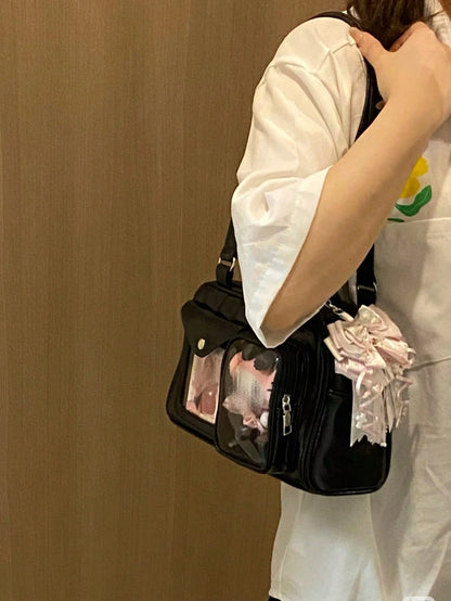 Japanese Style Fashion Minimalist School Girl JK Transparent Badge Shoulder Bag, Suitable For Daily, Commuting, Party, Anime Convention, Gift, Crossbody, Bags Ladies Elegant, Bags Ladies Elegant
