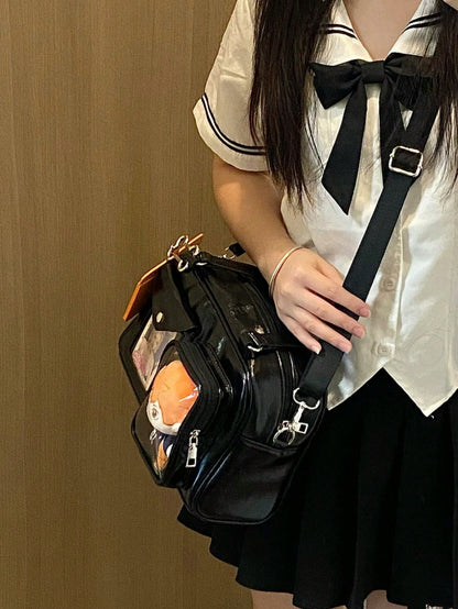Japanese Style Fashion Minimalist School Girl JK Transparent Badge Shoulder Bag, Suitable For Daily, Commuting, Party, Anime Convention, Gift, Crossbody, Bags Ladies Elegant, Bags Ladies Elegant
