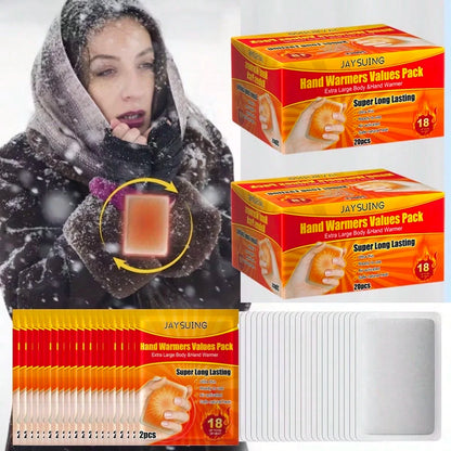 JAYSUING 20pcs Disposable Hand And Foot Warmers- Heat Lasting Up To 10 Hours, Ultra Long Lasting- Easy Use, Suitable For Body, Hands And Feet- Odorless Hand Warmers For Warm Gift
