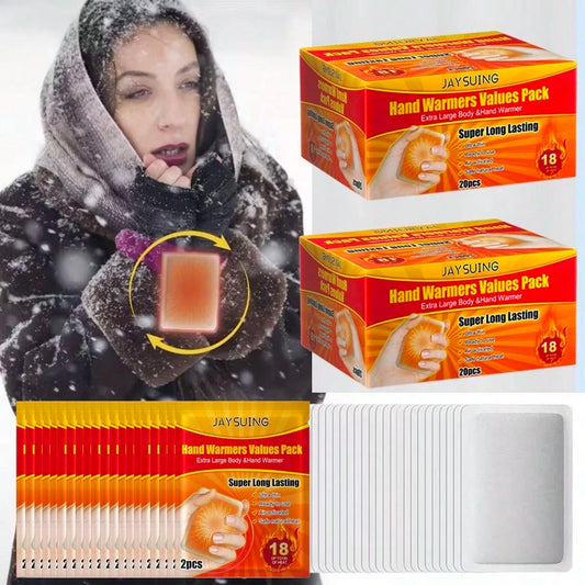 JAYSUING 20pcs Disposable Hand And Foot Warmers- Heat Lasting Up To 10 Hours, Ultra Long Lasting- Easy Use, Suitable For Body, Hands And Feet- Odorless Hand Warmers For Warm Gift