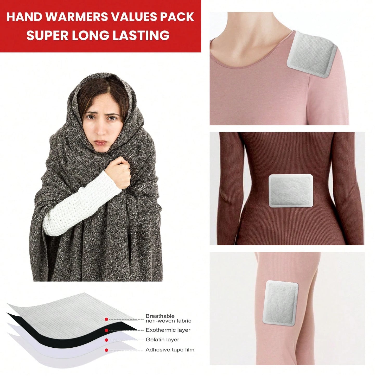 JAYSUING 20pcs Disposable Hand And Foot Warmers- Heat Lasting Up To 10 Hours, Ultra Long Lasting- Easy Use, Suitable For Body, Hands And Feet- Odorless Hand Warmers For Warm Gift