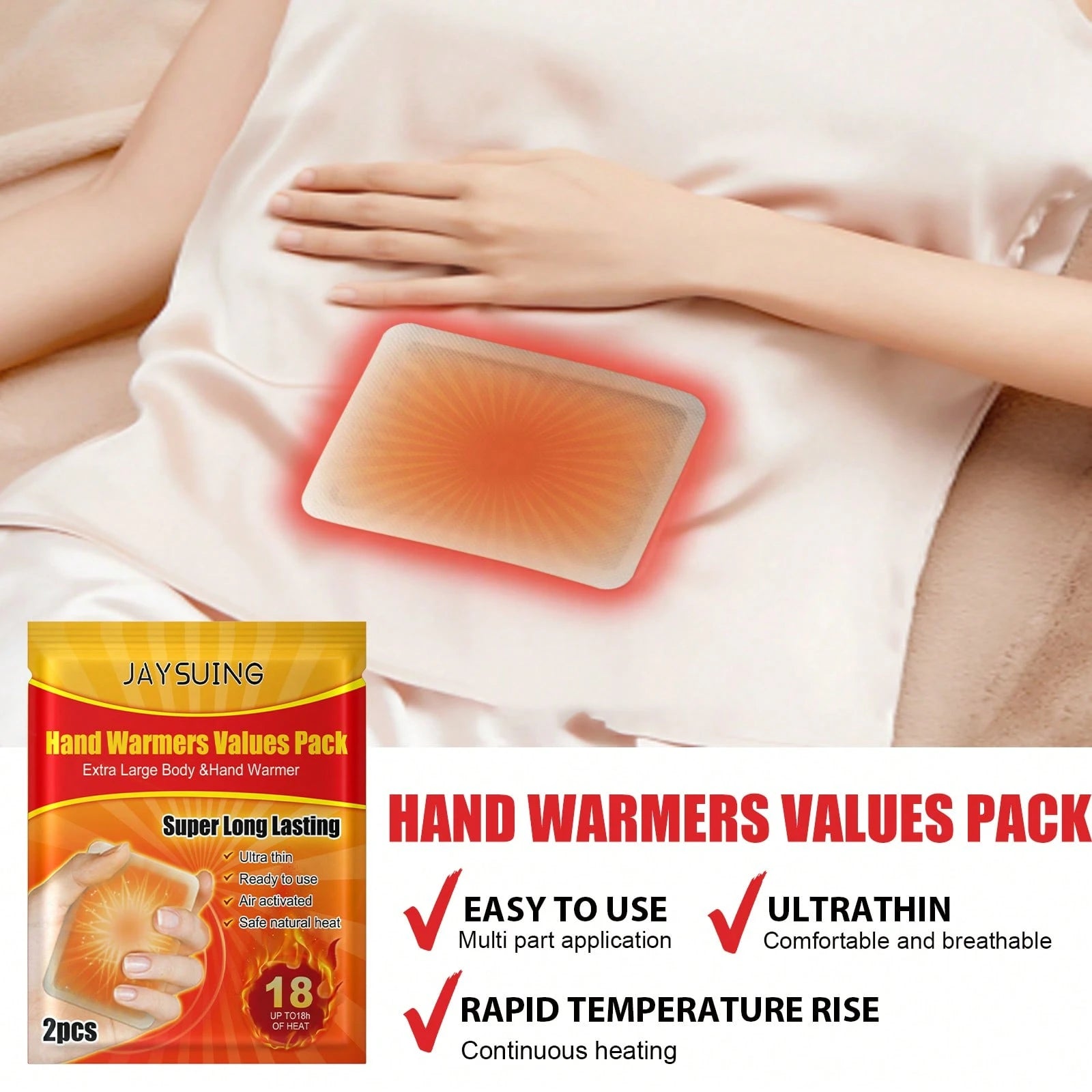 JAYSUING 20pcs Disposable Hand And Foot Warmers- Heat Lasting Up To 10 Hours, Ultra Long Lasting- Easy Use, Suitable For Body, Hands And Feet- Odorless Hand Warmers For Warm Gift