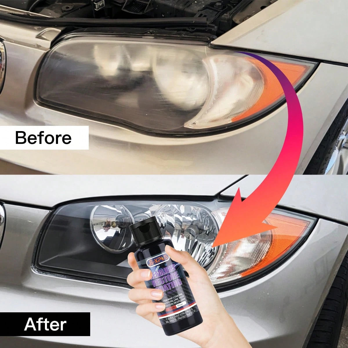 JB-XPCS Car Headlight Repair Kit- Easy-To-Use Maintenance Kit For Oxidized, Yellowed, And Foggy Headlights, Lens Polishing Grinding Material- Effective In Enhancing Headlight Brightness, Headlight R