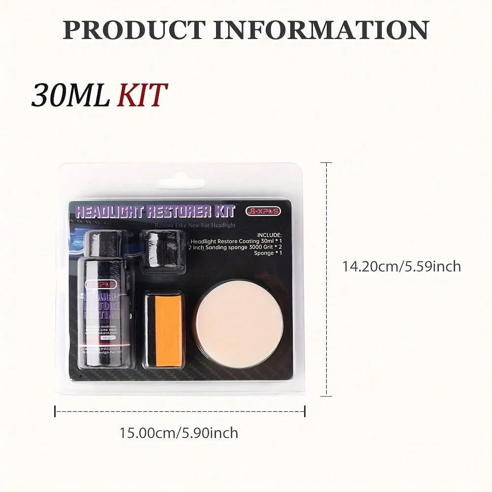 JB-XPCS Car Headlight Repair Kit- Easy-To-Use Maintenance Kit For Oxidized, Yellowed, And Foggy Headlights, Lens Polishing Grinding Material- Effective In Enhancing Headlight Brightness, Headlight R