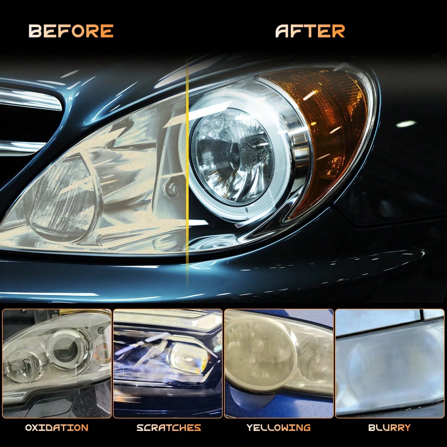 JB-XPCS Car Headlight Repair Kit- Easy-To-Use Maintenance Kit For Oxidized, Yellowed, And Foggy Headlights, Lens Polishing Grinding Material- Effective In Enhancing Headlight Brightness, Headlight R