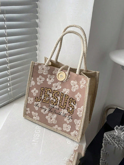 Jesus Loves You" Christian Theme Linen Tote Bag- Ideal For Travel, Vacation And Weddings; Reusable Way To Express Your Faith