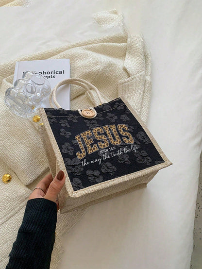 Jesus Loves You" Christian Theme Linen Tote Bag- Ideal For Travel, Vacation And Weddings; Reusable Way To Express Your Faith