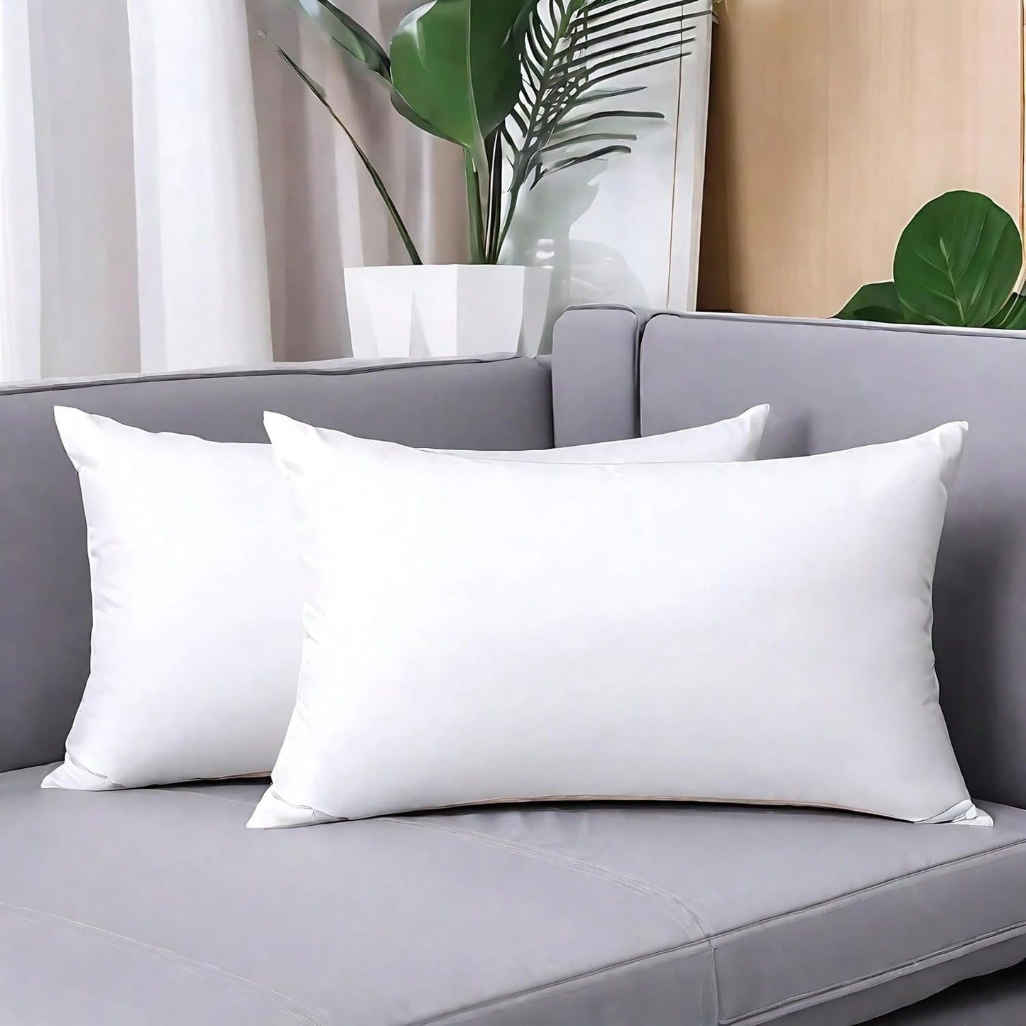 JIEITIVE Throw Pillow Inserts Hypoallergenic Premium Pillow Stuffer Rectangle Lumbar Pillow For Decorative Pillow Covers Cushion Set Of 1-12 X 20