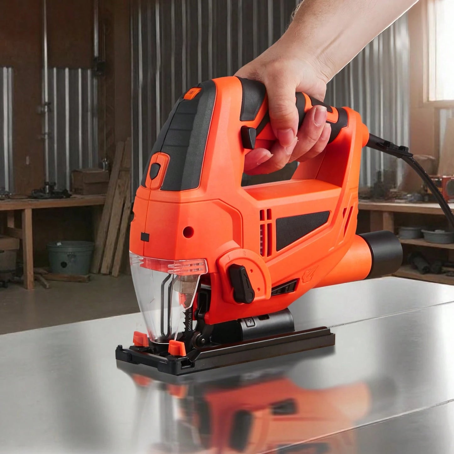 Jig Saw, 6.5 Amp, 3000 SPM Blade Speed, Electric Jigsaw With 6 Pcs Blades, LED Light, 6 Variable Speed, 0- 45° Bevel Cuts, 4 Orbital Settings For Straight/Circle Cutting, For Wood And Metal
