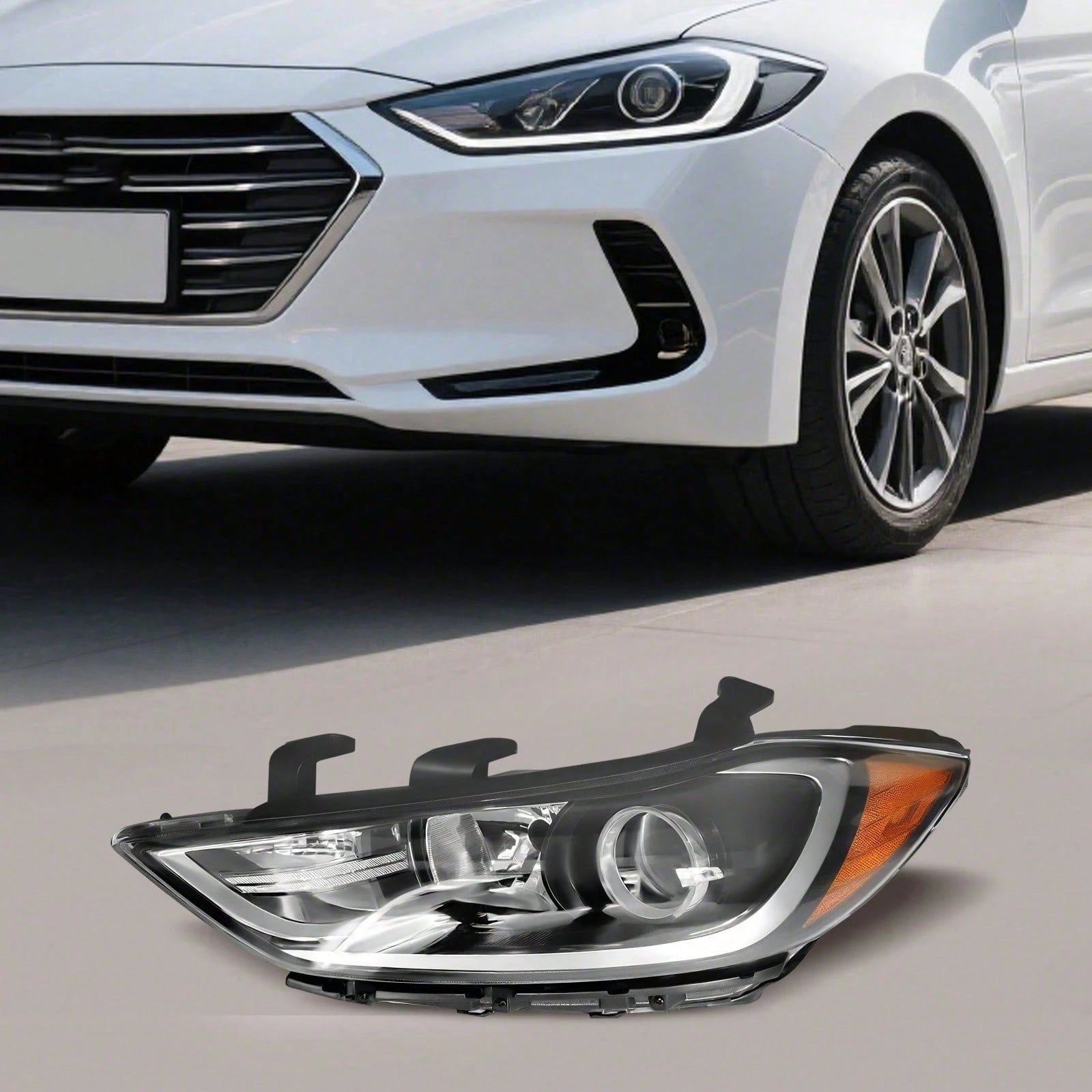kangten Halogen Headlight Assembly Front Left Headlight Direct Replacement For 2017-2018 Elantra Sedan, Left Driver Side Headlamp