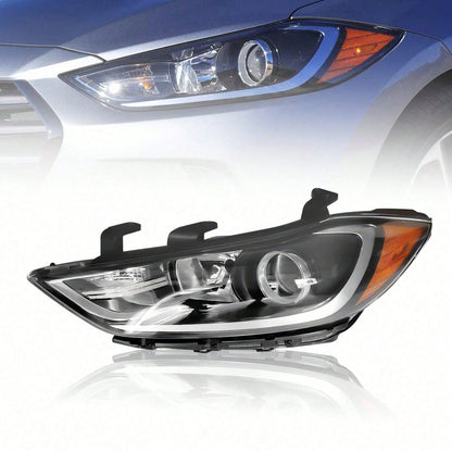 kangten Halogen Headlight Assembly Front Left Headlight Direct Replacement For 2017-2018 Elantra Sedan, Left Driver Side Headlamp