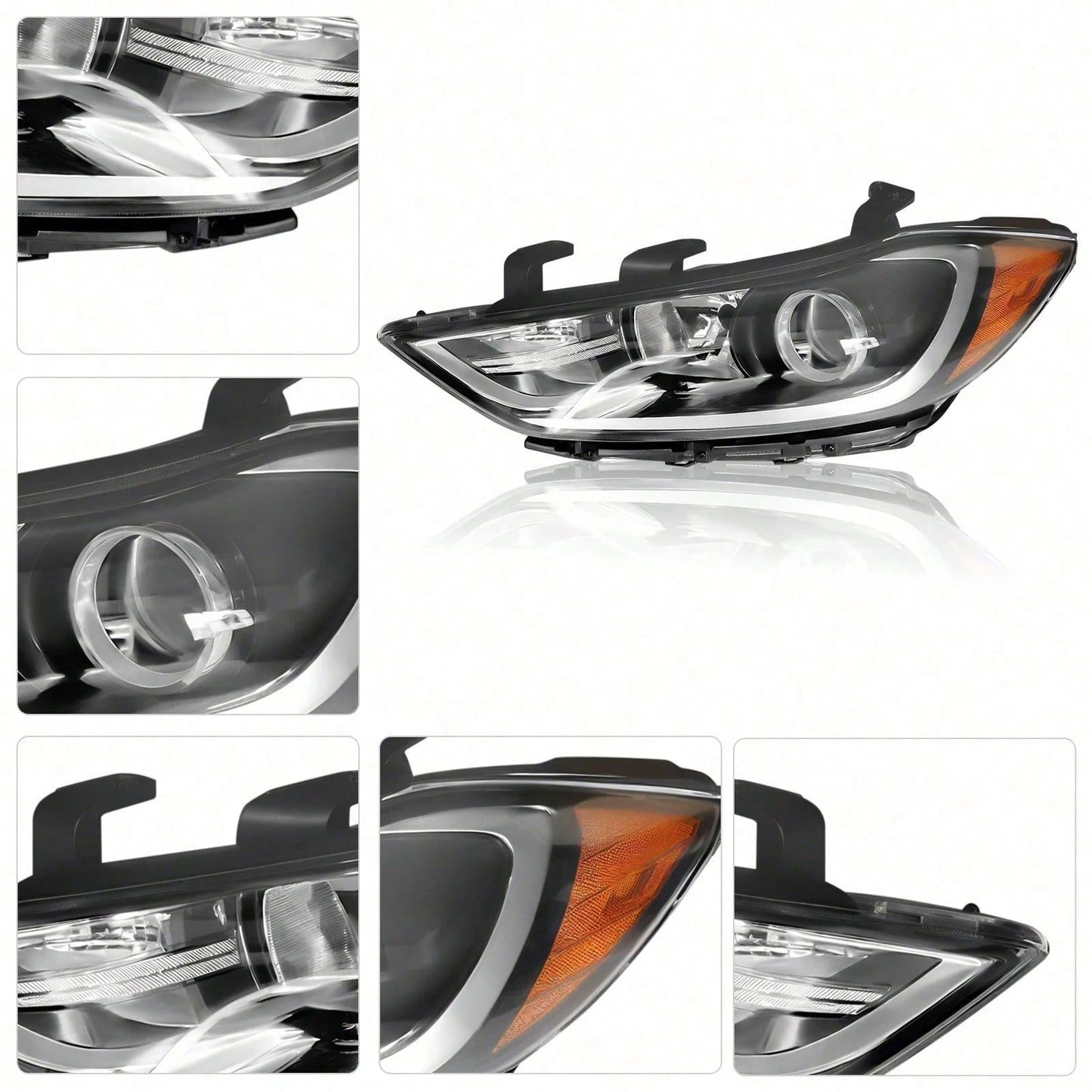kangten Halogen Headlight Assembly Front Left Headlight Direct Replacement For 2017-2018 Elantra Sedan, Left Driver Side Headlamp