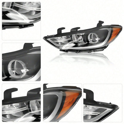 kangten Halogen Headlight Assembly Front Left Headlight Direct Replacement For 2017-2018 Elantra Sedan, Left Driver Side Headlamp