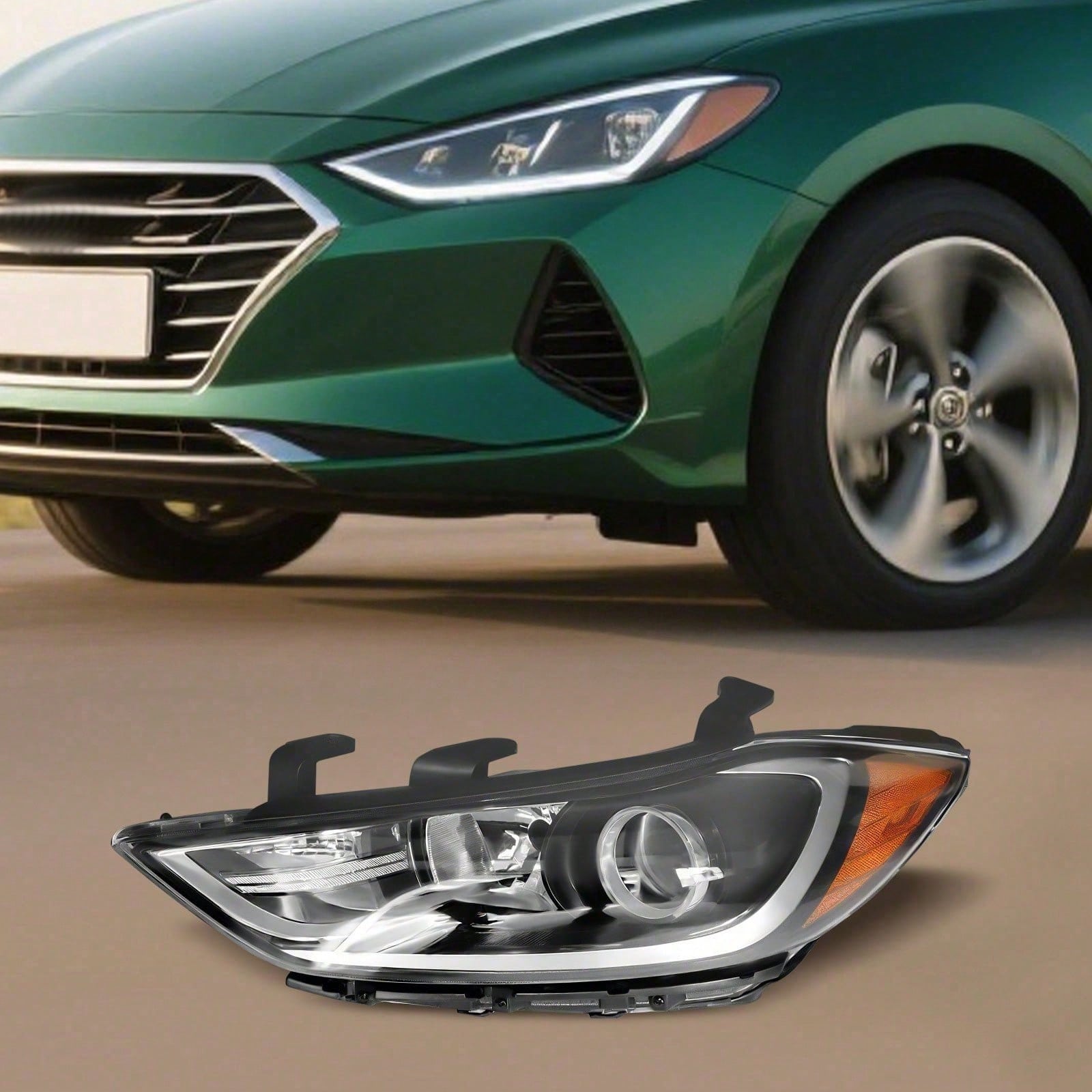 kangten Halogen Headlight Assembly Front Left Headlight Direct Replacement For 2017-2018 Elantra Sedan, Left Driver Side Headlamp