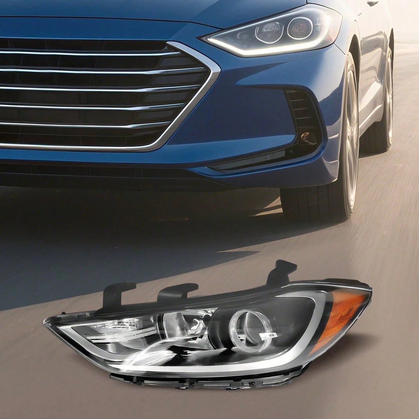 kangten Halogen Headlight Assembly Front Left Headlight Direct Replacement For 2017-2018 Elantra Sedan, Left Driver Side Headlamp