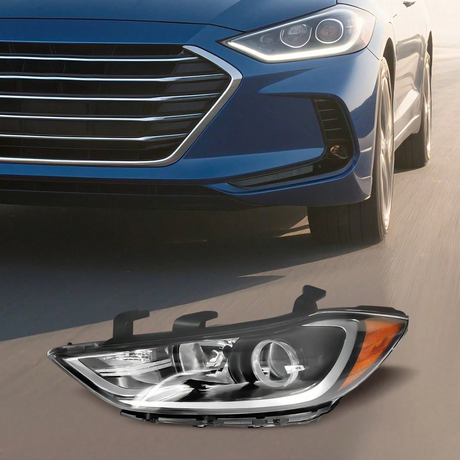 kangten Halogen Headlight Assembly Front Left Headlight Direct Replacement For 2017-2018 Elantra Sedan, Left Driver Side Headlamp