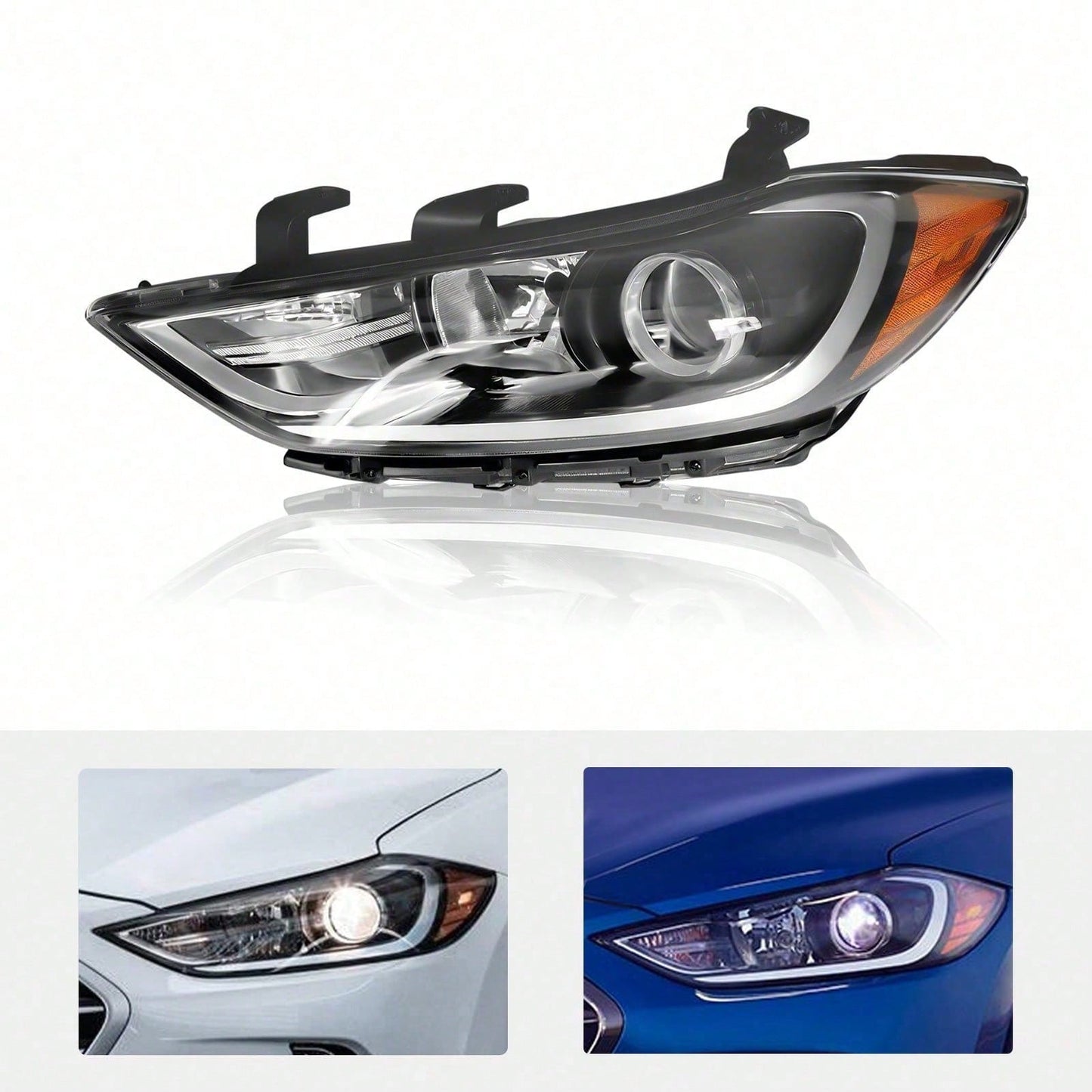 kangten Halogen Headlight Assembly Front Left Headlight Direct Replacement For 2017-2018 Elantra Sedan, Left Driver Side Headlamp