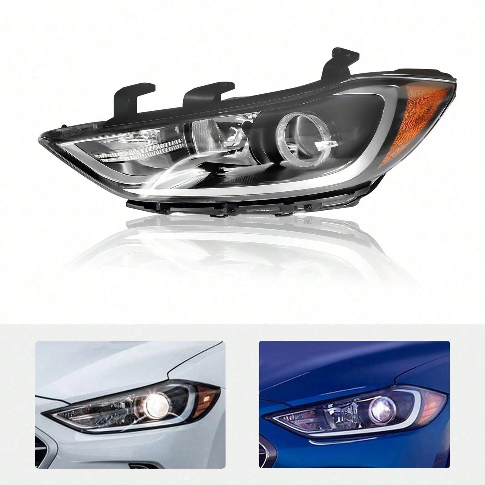 kangten Halogen Headlight Assembly Front Left Headlight Direct Replacement For 2017-2018 Elantra Sedan, Left Driver Side Headlamp