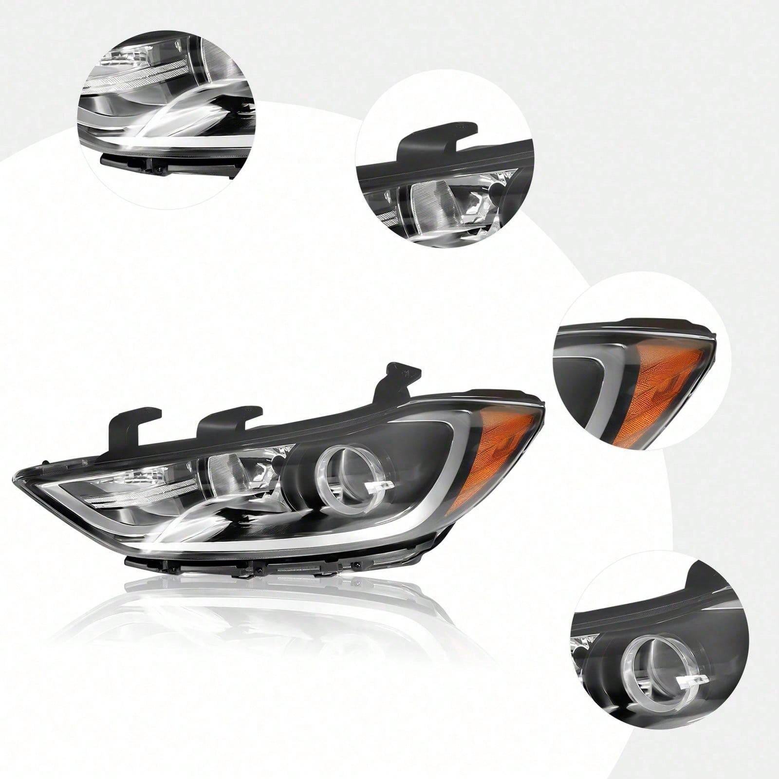 kangten Halogen Headlight Assembly Front Left Headlight Direct Replacement For 2017-2018 Elantra Sedan, Left Driver Side Headlamp