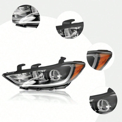 kangten Halogen Headlight Assembly Front Left Headlight Direct Replacement For 2017-2018 Elantra Sedan, Left Driver Side Headlamp