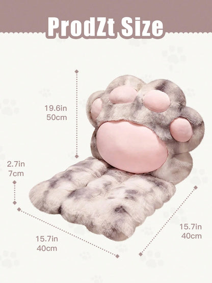 Kawaii Cat Paw Shaped Seat Cushion- Cozy Faux Fur Plush Floor Pillow For Bedroom & Living Room- Aesthetic Chair Pad For