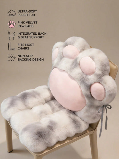 Kawaii Cat Paw Shaped Seat Cushion- Cozy Faux Fur Plush Floor Pillow For Bedroom & Living Room- Aesthetic Chair Pad For