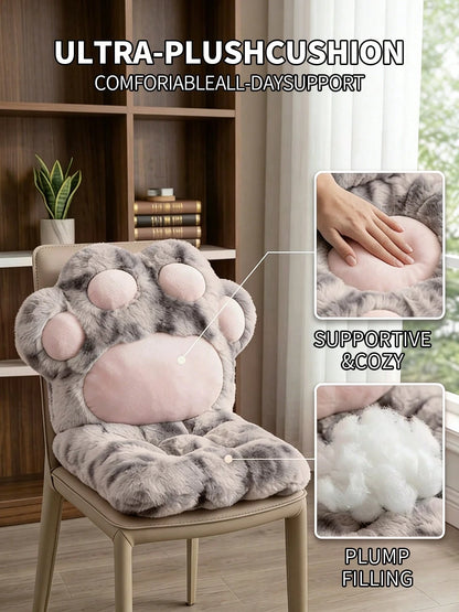 Kawaii Cat Paw Shaped Seat Cushion- Cozy Faux Fur Plush Floor Pillow For Bedroom & Living Room- Aesthetic Chair Pad For