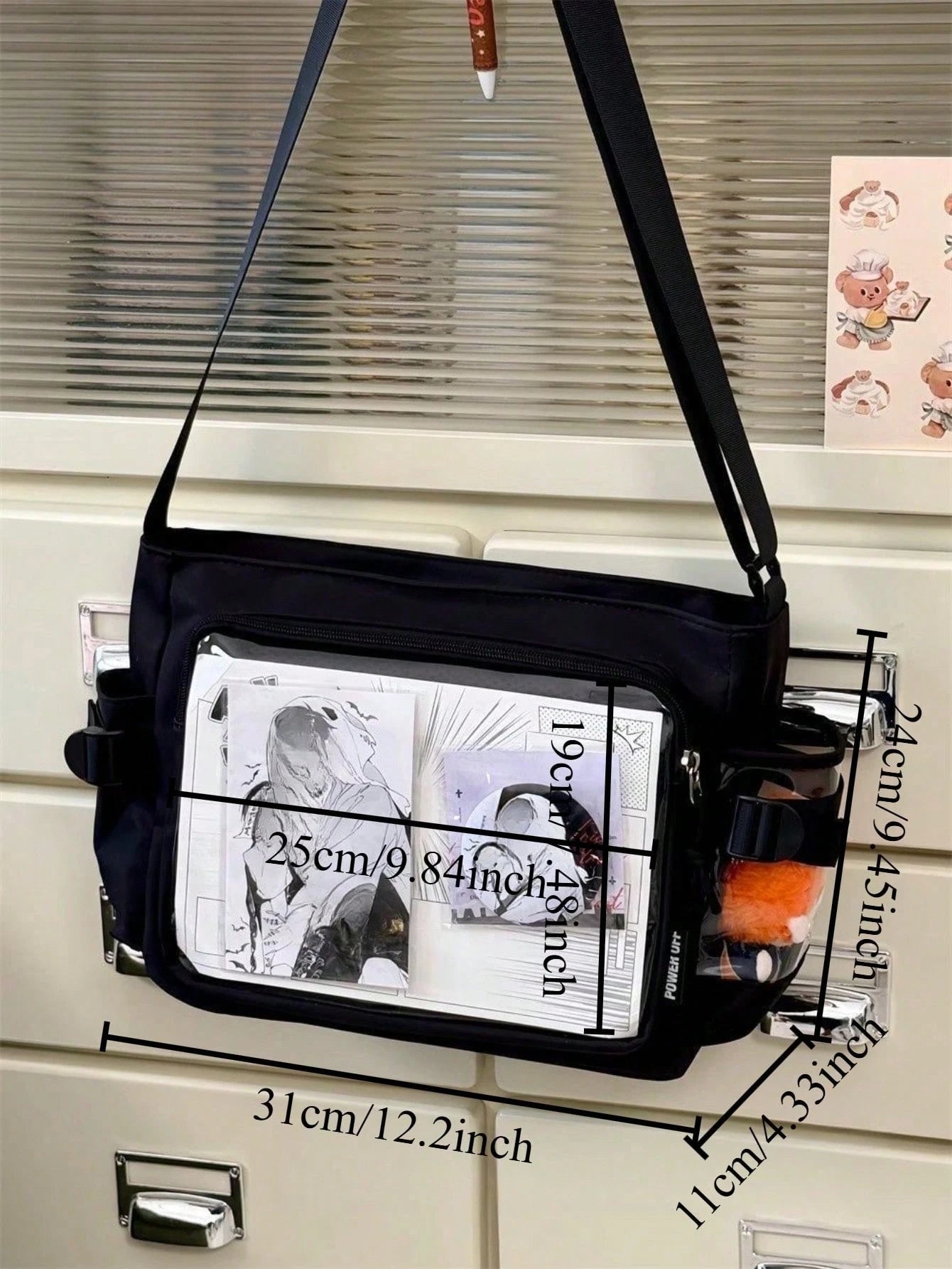 Kawaii Japanese Crossbody Bags Basic Style Pure Color Clear Transparent Itabag Can Put 10cm Dolls DIY Ita Bag Concert Anime Fans Bags Shoulder Ita Bag