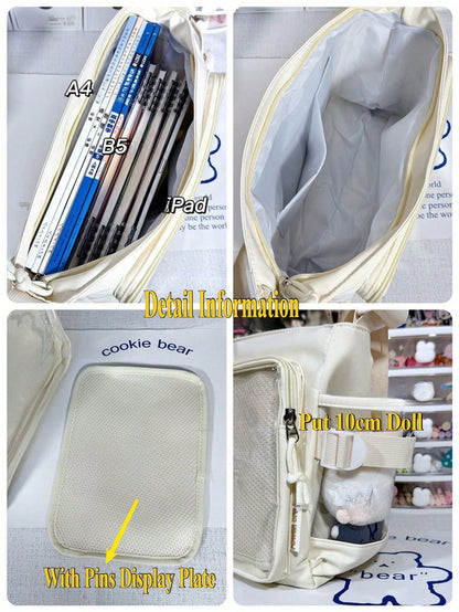 Kawaii Japanese Crossbody Bags Basic Style Pure Color Clear Transparent Itabag Can Put 10cm Dolls DIY Ita Bag Concert Anime Fans Bags Shoulder Ita Bag