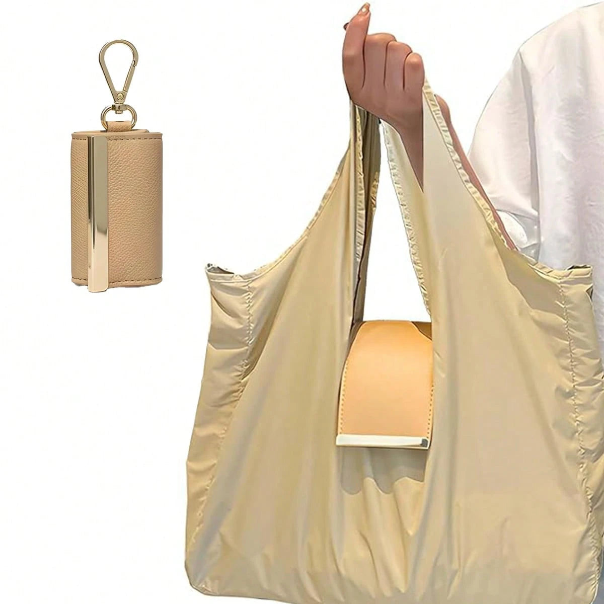 Keychain Tote Bag, Foldable & Reusable Mini Bags With Key Ring,Waterproof Expandable Handbag For Daily