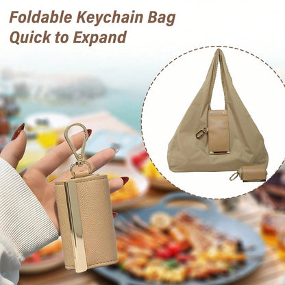 Keychain Tote Bag, Foldable & Reusable Mini Bags With Key Ring,Waterproof Expandable Handbag For Daily
