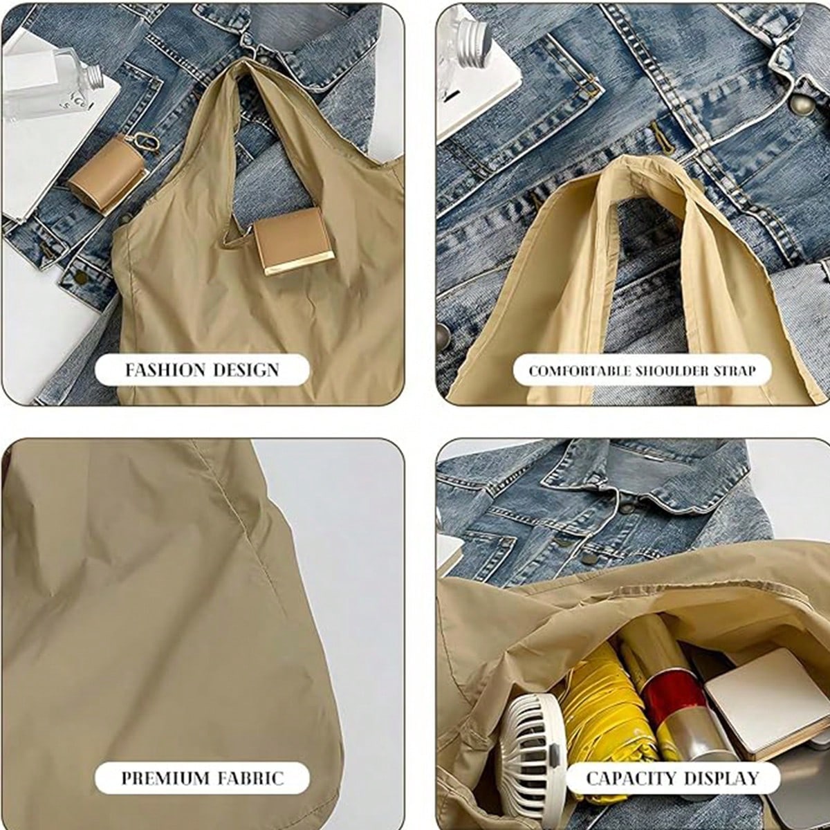 Keychain Tote Bag, Foldable & Reusable Mini Bags With Key Ring,Waterproof Expandable Handbag For Daily