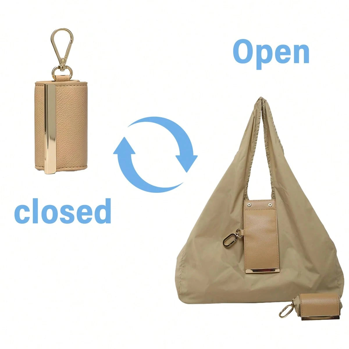 Keychain Tote Bag, Foldable & Reusable Mini Bags With Key Ring,Waterproof Expandable Handbag For Daily