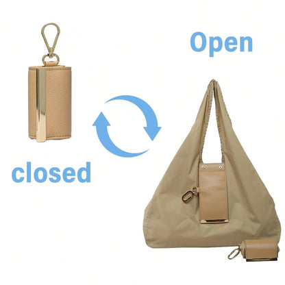 Keychain Tote Bag, Foldable & Reusable Mini Bags With Key Ring,Waterproof Expandable Handbag For Daily