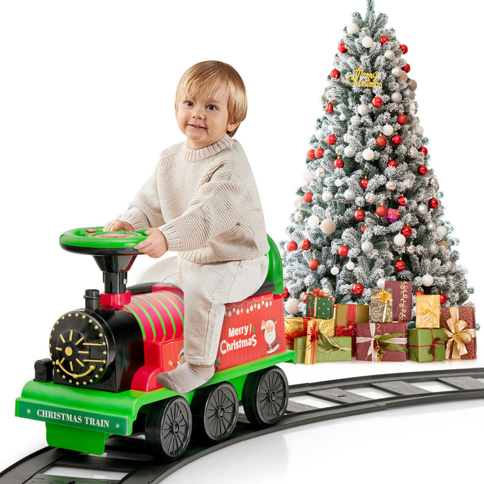 Kid's Rechargeable Ride On Toy Train And Track Set 6V