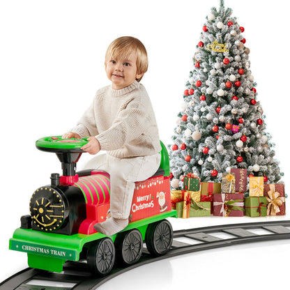Kid's Rechargeable Ride On Toy Train And Track Set 6V