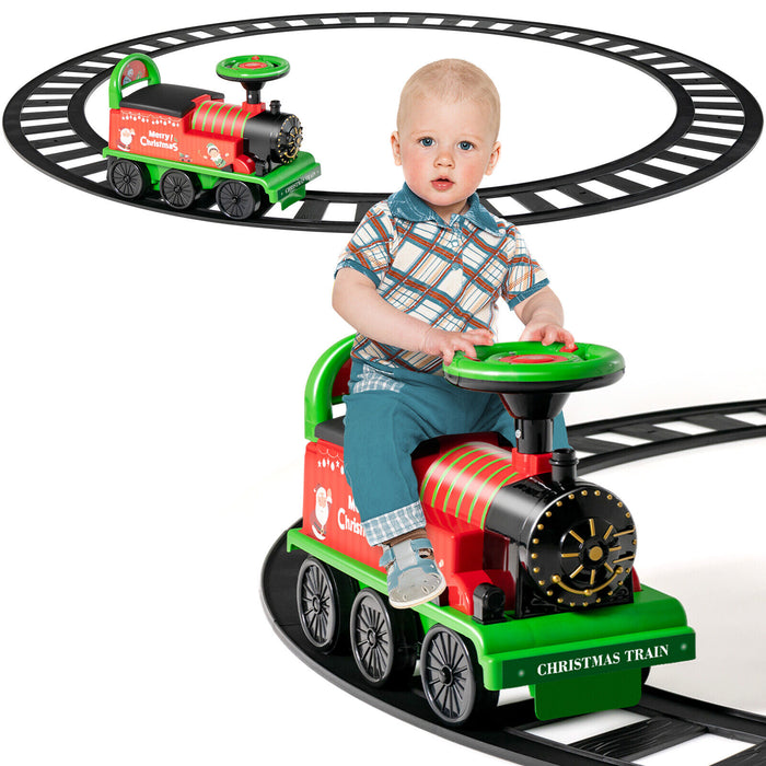 Kid's Rechargeable Ride On Toy Train And Track Set 6V