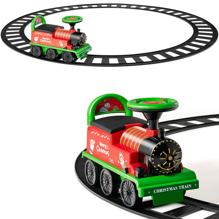 Kid's Rechargeable Ride On Toy Train And Track Set 6V