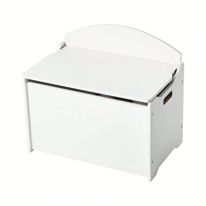 Kids Storage Bench, Wooden Toy Box Chest With Backrest, Large Storage Cabinet With Safety Hinge, Toddlers Storage Bench For Playroom, Living Room Or Entryway, 23.5 X 14.5 X 21.46 In, White