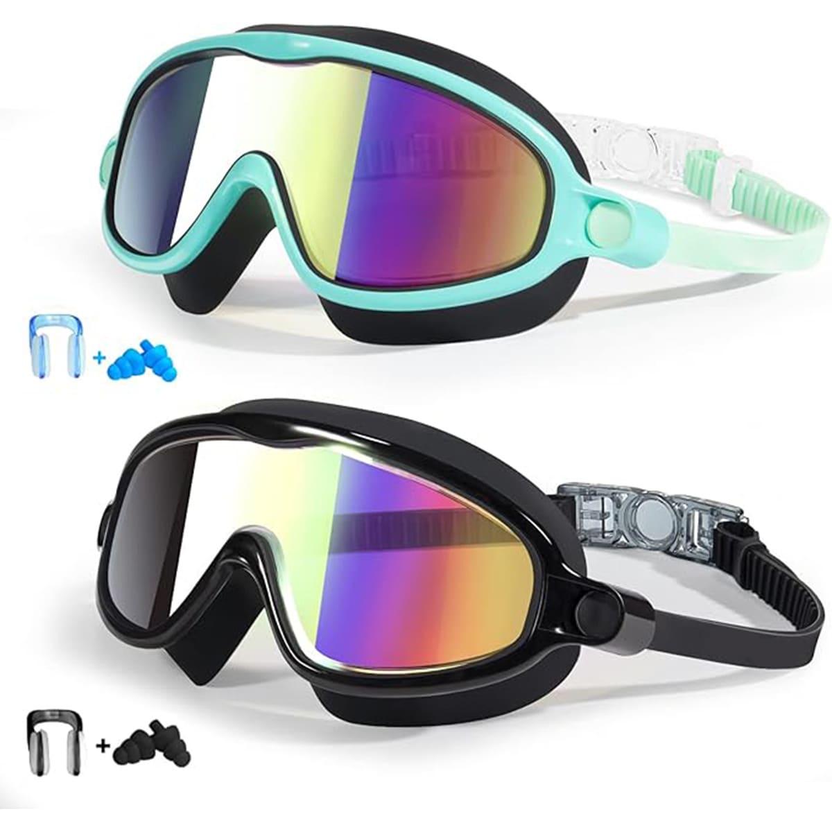 Kids Swim Goggles 2 Pack, Wide View Anti Fog&UV Swimming Goggles For Audlt, No Leaking Swim Glasses For Kids, Back To School
