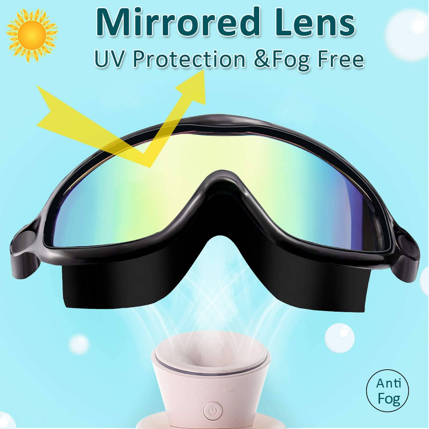 Kids Swim Goggles 2 Pack, Wide View Anti Fog&UV Swimming Goggles For Audlt, No Leaking Swim Glasses For Kids, Back To School