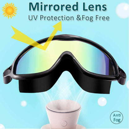 Kids Swim Goggles 2 Pack, Wide View Anti Fog&UV Swimming Goggles For Audlt, No Leaking Swim Glasses For Kids, Back To School