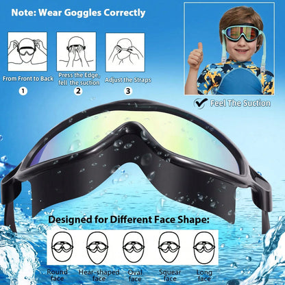 Kids Swim Goggles 2 Pack, Wide View Anti Fog&UV Swimming Goggles For Audlt, No Leaking Swim Glasses For Kids, Back To School