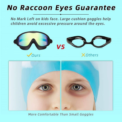 Kids Swim Goggles 2 Pack, Wide View Anti Fog&UV Swimming Goggles For Audlt, No Leaking Swim Glasses For Kids, Back To School